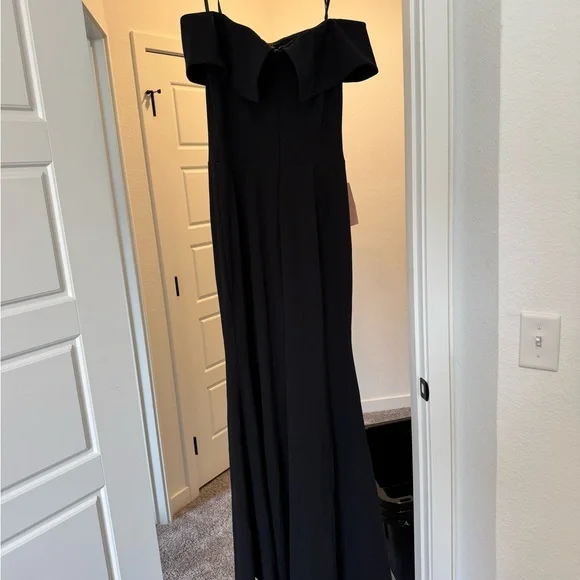 NWT BHLDN off the shoulder black gown with train - Picture 3 of 5